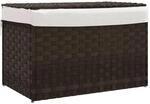 vidaXL W&auml;schekorb mit Deckel Dunkelbraun 55,5x35x34 cm Poly Rattan 372050
