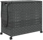 vidaXL W&auml;schekorb mit Rollen Grau 66x35x60 cm Rattan 372046