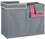 Relaxdays W&auml;schekorb mit Deckel Polyester Baumwolle Pappe Grau Faltbar 100, 50 cm x
