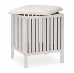 Relaxdays W&auml;schekorb Holz Wei&szlig; Mit Sitz Gepolstert 53 cm x 41 cm x 41 cm 4,3 kg