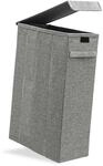 DuneDesign 50 Liter W&auml;schekorb mit Deckel 20 x 40 x 60 cm Grau