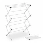 Relaxdays Turmw&auml;schest&auml;nder Eisen Wei&szlig; Klappbar 104 cm x 73 cm x 38 cm 2,2 kg