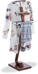 Relaxdays Herrendiener Metall Holz Wallnussoptik Silber Freistehend 112 cm x 46,5 cm