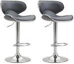 CLP 2er Set Barhocker Las Vegas Kunstleder Grau/Chrom