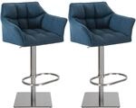 CLP 2er Set Barhocker Damaso Stoffbezug Blau/Edelstahl
