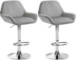CLP 2er Set Barhocker Braga Samt Metall in Chromoptik/grau