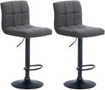 CLP 2er Set Barhocker Calma Stoff Metall Matt Schwarz/Hellgrau