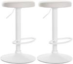 CLP 2er Set Barhocker Ponte Kunstleder Metall Matt Weiss/Wei&szlig;