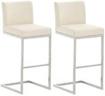 CLP 2er Set Barhocker Paros Kunstlederbezug Creme
