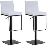 CLP 2er Set Barhocker Panama Kunstlederbezug Wei&szlig;/Schwarz