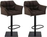 CLP 2er Set Barhocker Damaso Stoffbezug Braun/Schwarz