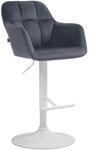 CLP Barhocker Natoma Samt Metall Matt Weiss/Dunkelgrau