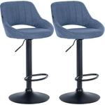 CLP 2er Set Barhocker Milet Stoff Metall Matt Schwarz/Blau