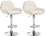 CLP 2er Set Barhocker Braga Samt Metall in Chromoptik/creme