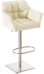 CLP Barhocker Damaso Kunstlederbezug Creme/Edelstahl