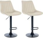 CLP 2er Set Barhocker Toni Kunstleder Metall Matt Schwarz/Creme
