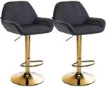 CLP 2er Set Barhocker Braga Gold Samt Schwarz