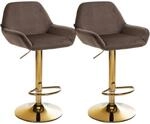 CLP 2er Set Barhocker Braga Gold Samt Braun