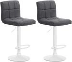 CLP 2er Set Barhocker Calma Stoff Metall Matt Weiss/Hellgrau