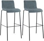 CLP 2er Set Barhocker Hover Stoff Vierfu&szlig;gestell Blau/Schwarz