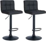 CLP 2er Set Barhocker Feni Kunstleder Schwarz/Schwarz