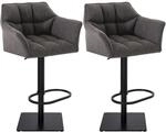 CLP 2er Set Barhocker Damaso Stoffbezug Titangrau/Schwarz