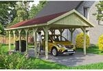 Satteldach-Carport Wallgau 430 x 900 cm rote Schindeln