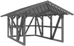 Skan Holz Carport Schwarzwald m. Dachlattung u. R&uuml;ckwand 424 x 600 cm Grau