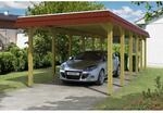 Skan Holz Walmdach-Carport Spreewald 345 cm x 893 cm Blende in Rot