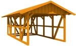 Skan Holz Carport Schwarzwald m. Dachschalung u. Abstellr. 424 x 772 cm Eiche