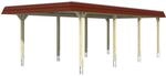 Skan Holz Carport Wendland Nussbaum 409 x 870 cm EPDM-Dach Blende Rot