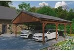 Skan Holz Carport Fichtelberg 618 cm x 808 cm Dachlattung Nussbaum