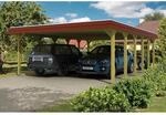 Skan Holz Walmdach-Doppelcarport Spreewald 585 cm x 893 cm Blende in Rot