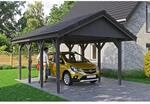 Satteldach-Carport Wallgau Schiefergrau 430 x 600 cm Dachlattung