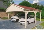 Skan Holz Carport Fichtelberg 618 cm x 566 cm Rote Schindeln Natur