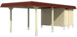 Skan Holz Carport Wendland Wei&szlig; + Anbau 362 x 870 cm EPDM-Dach Blende Rot