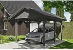 Satteldach-Carport Wallgau Schiefergrau 380 x 500 cm Dachlattung