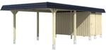Skan Holz Carport Wendland Nussbaum + Anbau 409 x 870 cm Alu-Dach Blende Schwarz