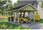 Satteldach-Carport Wallgau 430 x 750 cm schwarze Schindeln
