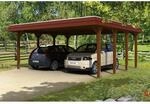 Skan Holz Doppelcarport Spreewald Holz Nussbaum 585 cm x 589 cm