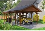 Satteldach-Carport Wallgau Nussbaum 430 x 900 cm Dachlattung
