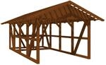 Skan Holz Carport Schwarzwald m. Dachlattung u. Abstellr. 424 x 772 cm Nuss