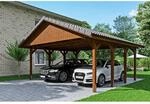Satteldach-Carport Wallgau Nussbaum 620 x 600 cm Dachlattung
