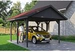 Satteldach-Carport Wallgau Schiefergrau 430 x 500 cm rote Schindeln