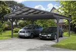 Skan Holz Carport Westerwald 570 cm x 648 cm gerade Kopfb&auml;nder Schiefergrau