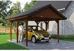 Satteldach-Carport Wallgau Nussbaum 430 x 500 cm Dachlattung