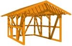 Skan Holz Carport Schwarzwald m. Dachlattung u. R&uuml;ckwand 424 x 600 cm Eiche