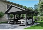 Satteldach-Carport Wallgau 620 x 500 cm Schiefergrau schwarze Schindeln