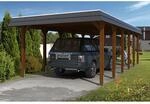 Skan Holz Carport Spreewald 396 cm x 893 cm EPDM Dachbahn Nussbaum