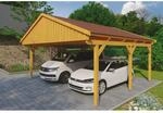 Skan Holz Carport Fichtelberg 618 cm x 566 cm Rote Schindeln Eiche Hell